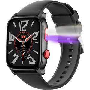 QTLLBT 9 Languages Translation Smart Watch, Bluetooth Call (Answer Make Calls) Fitness Tracker IP68 Waterproof 100+ Sports Heart Rate Sleep Android iPhone Men and Women Smart Watch (Black)