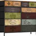 VASICAR Dresser for Bedroom with 12 Drawers, Tall Fabric Drawer Dresser, Chest of Drawers for Closet, Nursery, Bedside, Living Room, Entryway, Hallway (Pattern), 11.8"D x 43.3"W x 37.8"H
