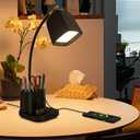 Desk Lamp for Home Office, with USB Charging Port & Pen Holder, Touch Control Dimmable, Perfect for Study, Reading, Work - Black