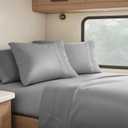 Clara Clark RV Short Queen Sheets - Hotel Luxury 6 Piece Bed Sheets for Short Queen Size Bed - Soft Bedding Sheets & Pillowcases, Fits Low Mattress up to 10 inch deep. Short Queen, Medium Grey