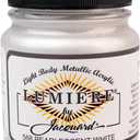 Jacquard Lumiere 2.25oz Fabric Paint Pearlescent White - Metallic Paint for Fabric, Leather, Canvas, Paper and Wood - Light-bodied Metallic Acrylic Paint - Lightfast & Vibrant Metallic Acrylic Paints