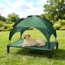 Heeyoo Elevated Dog Bed with Removable Canopy, Portable Dog Cot with Sun Protection Shade Tent, Raised Pet Cooling Cot Bed for Dogs, 42in