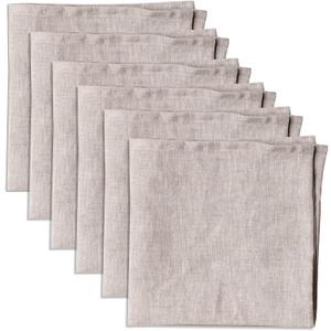 Linendo 100% Pure Linen Dinner Cloth Napkins 15 x 15 Inch Natural - Set of 6 Pack European Flax Natural Fabric Washable for Home and Kitchen