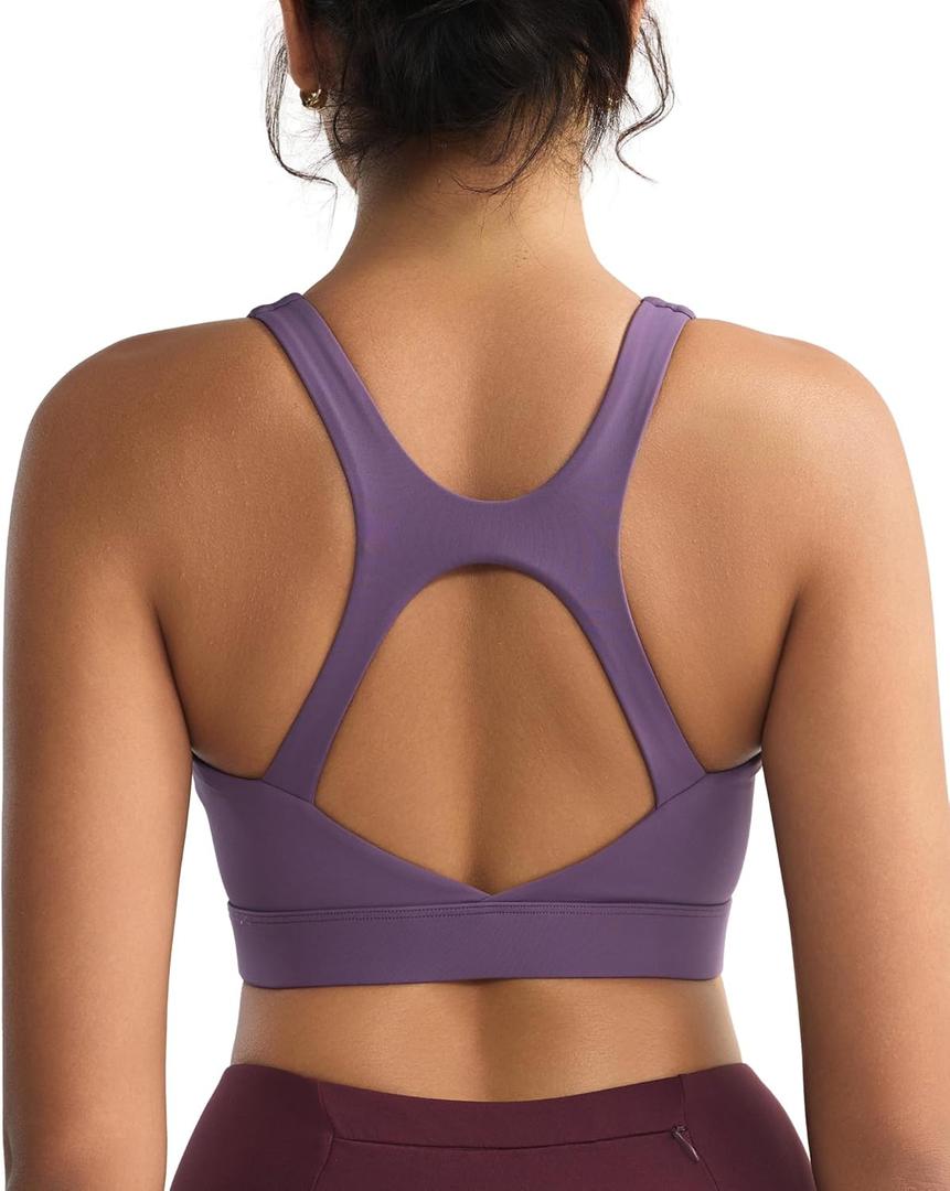 RUNNING GIRL High Impact Sports Bras for Women, High Support Running Strappy Women's Sports Bra with Sewn in Pads (L)