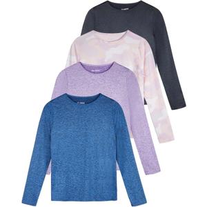 Real Essentials 4 Pack: Women's UPF 50+ Quick Dry Fit Sun Shirts Long Sleeve UV SPF Hiking Top Outdoor (X-Large)