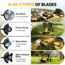 21V 800W Brushless Cordless Weed Wacker, 12-Inch Electric Weed Eater with Wheels, 23.0Ah Batteries & 4 Types Blades for Garden, Lawn & Yard Care