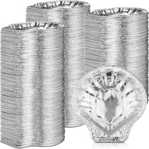 Maxdot Pack of 200 Aluminum Foil Clam Shells 3.7 x 3.5 Disposable Food Shell Pans Grillable Shells Oyster Baking Dish Pie Tins Plate for Serving All Types of Clam Pies Oysters Scallop Crab Cakes Dip