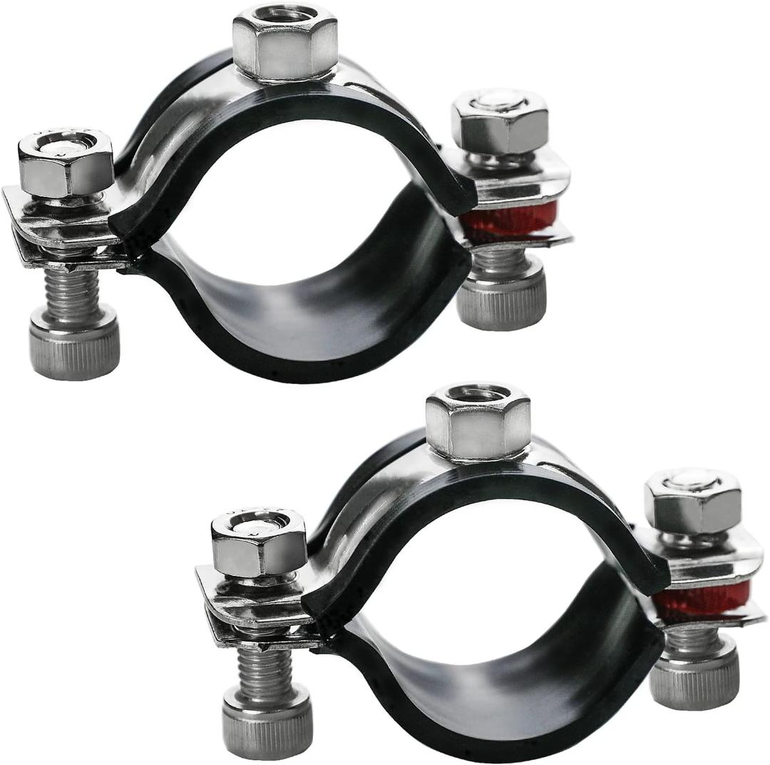 2 Pack Pipe Supports,304 Stainless Steel Wall Mount Ceiling Mount Pipe Bracket Clamp Ring Hanger with Screws for Pipe OD 15-19mm