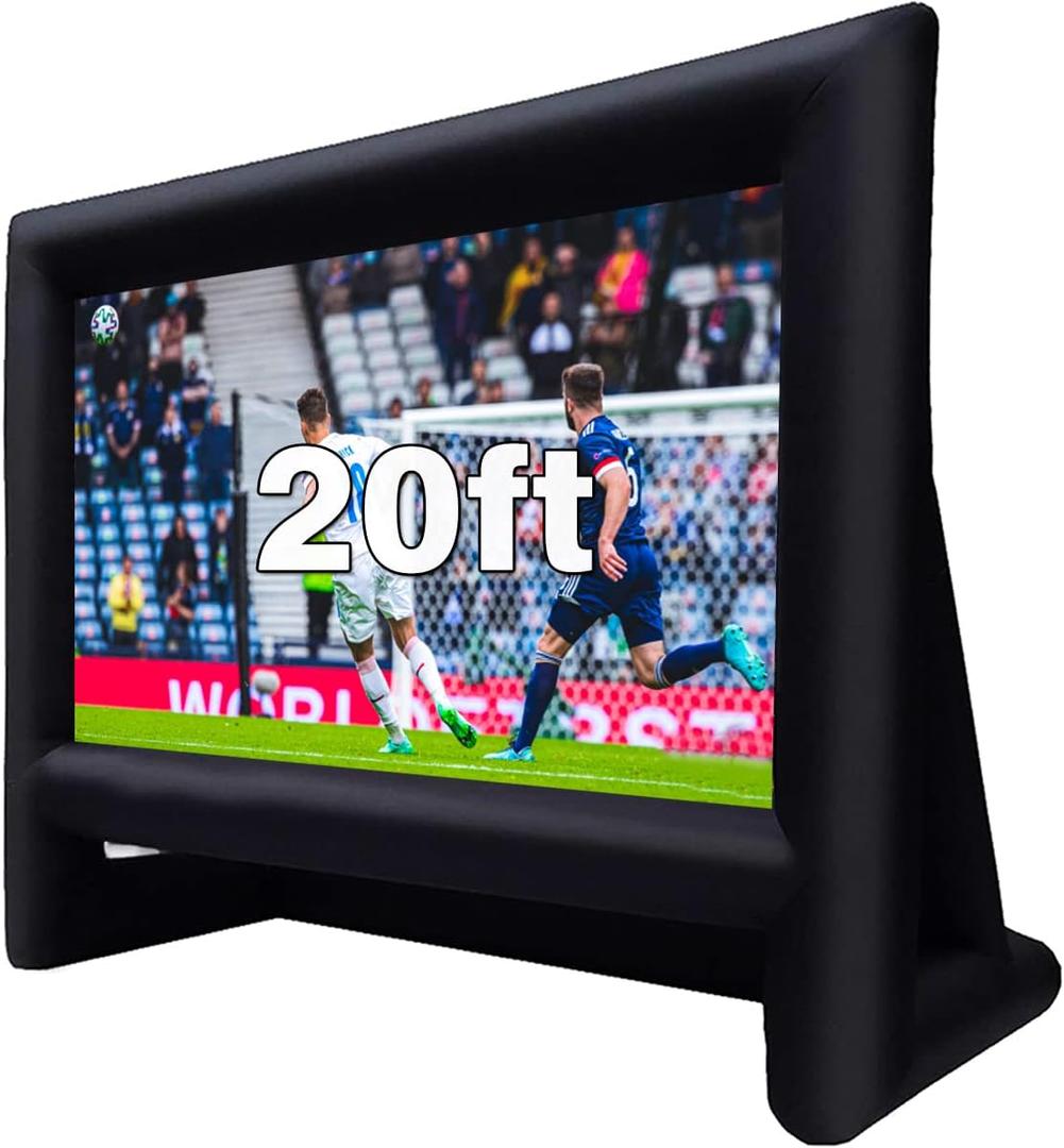 20 Feet Inflatable Movie Screen Outdoor Theater Blow Up Projection Screen with Carry Bag Blower for Front and Rear Projection Home Theater Backyard Pool Fun