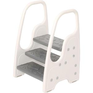 Toddler Step Stool for Bathroom Sink,Adjustable 3 Step Stool for Kids,Kitchen Standing Tower,Children Learning Helper Stool with Safety Handles and Non-Slip Pads,Grey