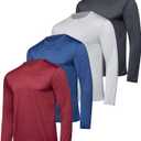 Real Essentials 4 Pack: Men's Dry-Fit UV Moisture Wicking UPF 50+ SPF Sun Protective Fishing Hiking Active Long Sleeve Shirt XXL