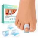 Welnove Hammertoe Corrector - 6 PCS Toe Splints Realign Bent, Curled, Crooked, Claw, Hammer Toes - Toe Straighteners for Men and Women - Large,Blue