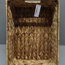Large Rectangular Handwoven Wicker Basket - Natural Water Hyacinth Storage Baskets with 2 Built-in Handles - Ideal for Towel, Blankets, and Home Organizer & Decor - 15"x 11"x6.75" - Brown