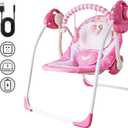 Baby Swings for Infants, Powered by Power Cord (Included) and Batteries for Indoor/Outdoor Use, Easy-Fold Infant Swing, Electric Baby Swing for 0-9 Months 6-25 lbs