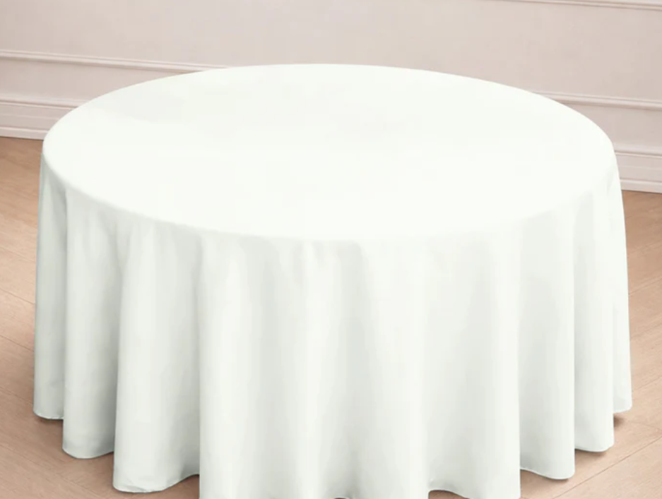 4pcs Polyester 120" Round Tablecloth Ivory - Seamless Wrinkle-Resistant Table Cover 