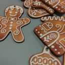 36 Pcs Christmas Gingerbread Ornaments for Tree Mini Snowflake Wooden Hanging Winter Xmas Ornaments with Ropes for Christmas Party Holiday Winter Crafts (Brown,Gingerbread)