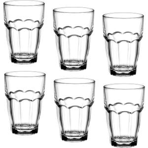 Bormioli Rocco Rock Bar 16.25 oz. Cooler Stackable Tempered Beverage Glasses for Cold Drinks, Water, and Cocktails, Set of 6, Clear