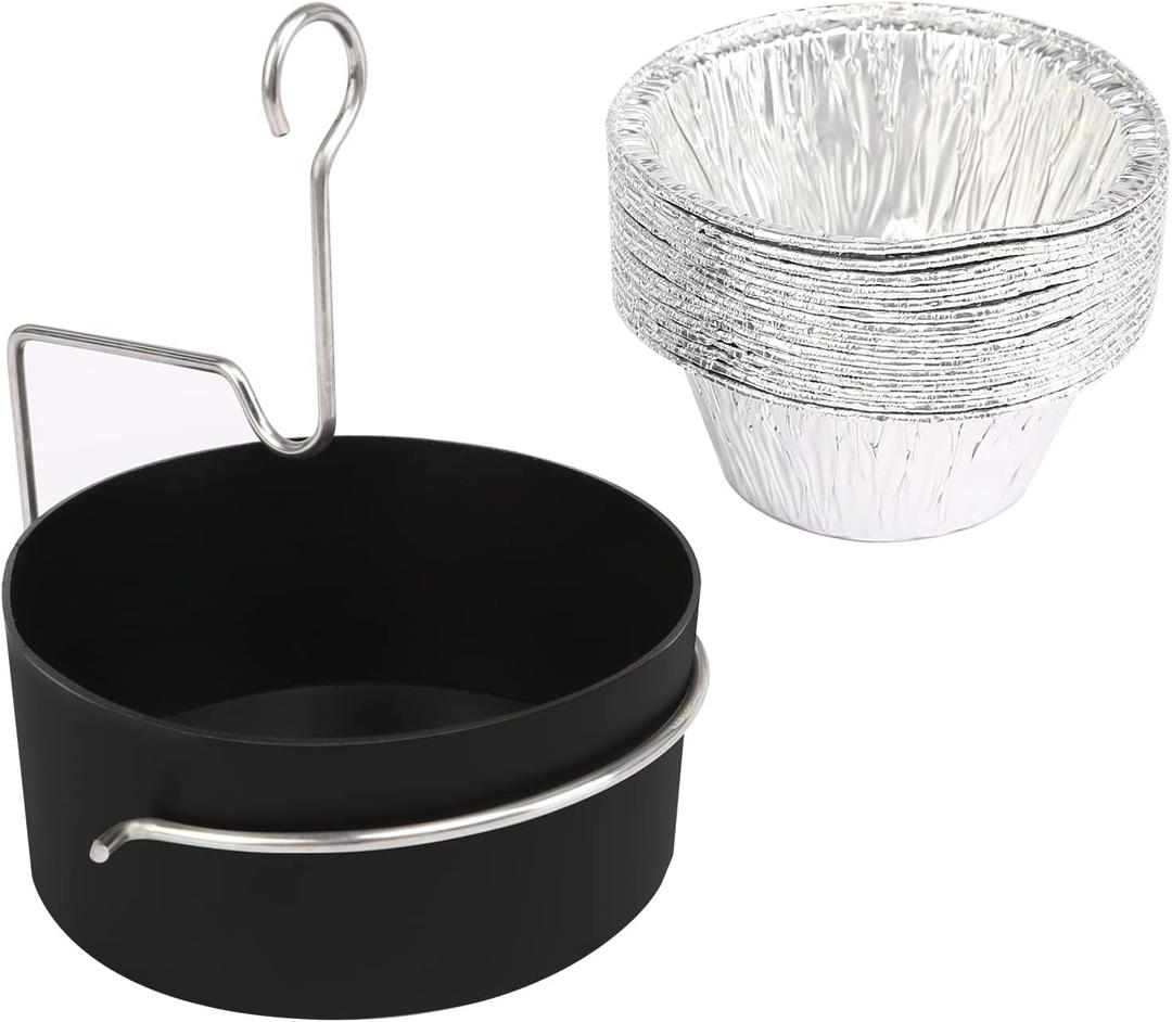 Uniflasy Grill Grease Tray Cup and Grease Clip fits CharBroil/Kenmore Gas Grill, Grease Tray with Aluminum Foil Liner (15Pack), Grease Catch Cup for Masterbuilt 30" & 40", Kenmore and More Grills