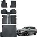 Auxko All Weather Floor Mat & Cargo Mat with Back Seat Mat Fit for BMW X3 30/M50 2025 TPE Floor Liner Mat Accessories for BMW X3 2025 All Season Odorless Anti-Slip Black