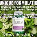 DIM 200mg Estrogen Balance for Women & Men Diindolylmethane Black Pepper for Non-cystic Acne, Hormone Balance, Menopause & Antioxidant Support Vegan Gluten Soy Free Non-GMO USA 2 month supply 60 caps