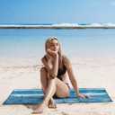 QiyI Yoga Mat Towel with Corner Pockets, Non Slip Sweat Absorbent Hot Yoga Towels, Soft Yoga Blankets with Travel Bag, Skidless Mat Cover for Workout, Gym, Fitness - 70"x26", Blue Tie Dye