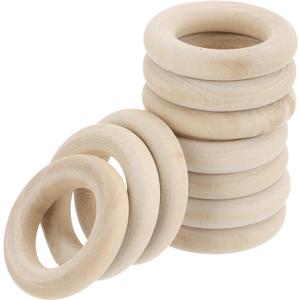 MECCANIXITY 100pcs 1.2" Unfinished Wooden Rings Smooth Natural Wood Macrame Rings for Curtain Connectors DIY Crafts Knitting Decoration Jewelry Making