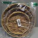 2PCS Round Wicker Rattan Tray, Large and Small Woven Basket Trays for Coffee Table Basket,Natural Water Hyacinth Serving Trays for Storage or Decoration,Living Room and Kitchen