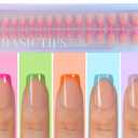 Misssix XBASICTIPS French Tip Press On Nails, 150 Pcs Short Square French Gel Nail Tips, Soft Gel Pre-shaped No File Need Fake Nails for Nail Art DIY Extension Designs, 15 Sizes