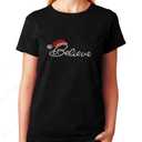 Shiny Believe Merry Christmas Santa Claus Red Hat TShirt, Size: 2XL