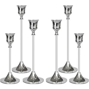 Showin Candlestick Holders Silver, 6 Packs Taper Candle Holder for Candlesticks, Candle Sticks Holder Decor for Home Decor