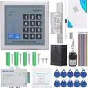 Door Access Control System AD2000-M Security System Kits - Access Keypad, Power Supply, NO Lock, Dingdong Doorbell, Remote Control, 10 * Keyfobs, Exit Button, Set of Mounting Hardware Kit