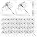 60 Pack Clear Wedding Umbrellas Bulk Transparent Auto Open Stick Umbrellas Windproof Waterproof Large Canopy Umbrella with White European J Hook Handle for Wedding Bride Groom Photography Golf Outdoor