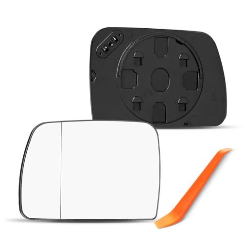 Driver Side Mirror Compatible with BMW X5 E53 1998-2006, Land Rover Range Rover L322 2003-2004, Left Side Mirrors Replacement Glass with Backing Plate, White, Power Heated