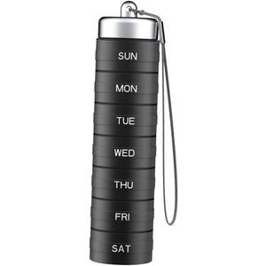 7 Compartment Pill Organizer for Travel and Outdoor Activities, Black