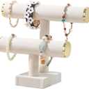 Bracelet Holder,Bracelet Display Stand with Metal Cap,Velvet Jewelry Organizer Displays for Necklace Scrunchies Watches Hair Ties. (Beige, 2 tier)