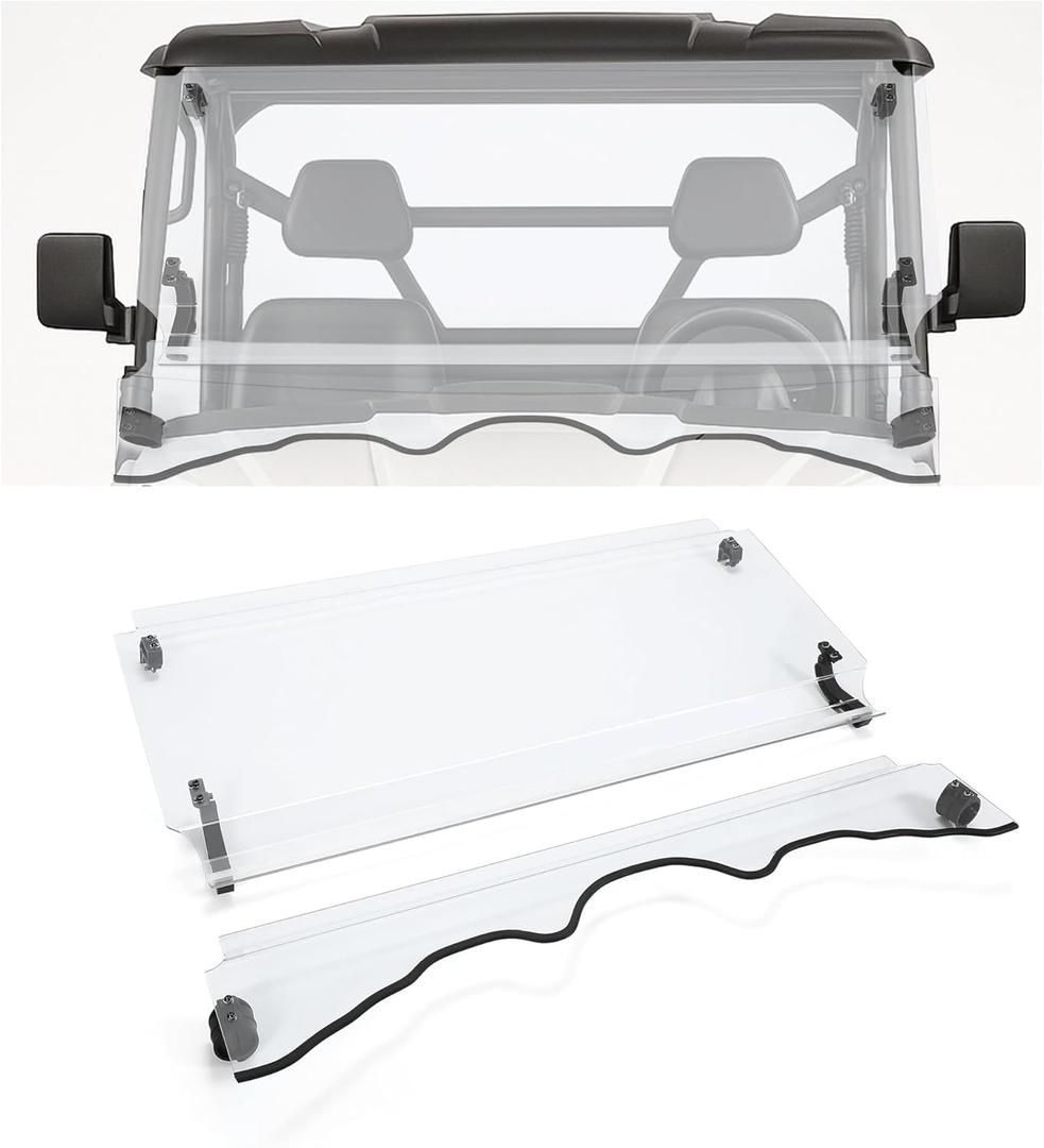 HECASA Clear Front Flip Windshield Compatible with 2015+ Massimo MSU Bighorn Coleman Outfitter HiSun Cub Cadet Challenger 500/700 UTV Windscreen Plastic