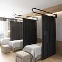 Privacy Partition Curtains with U-Shaped Rod, Privacy Curtains for Room Divider with Metal 6.56ft Flat Hook, Black Wall Mounted Dividing Curtain for Fitting Room Beauty Salon Spa Bedroom