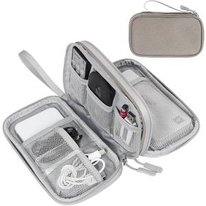FYY Electronic Organizer, Travel Cable Organizer Bag Pouch Electronic Accessories Carry Case Portable Waterproof Double Layers All-in-One Storage Bag for Cable, Cord, Charger, Phone, Earphone Khaki