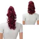 CAISHA 2 IN 1 Ponytail 12" Or 14" Hairpiece Clip On Extension Voluminous Wavy Red H18-2