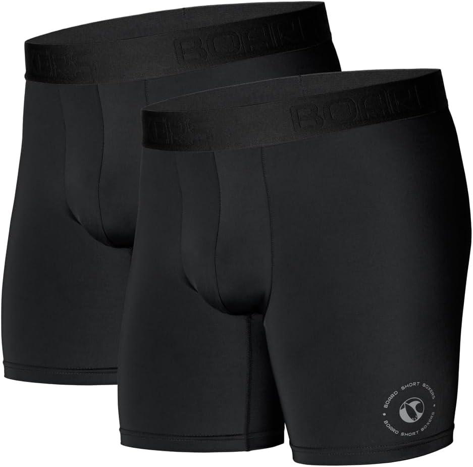 2 Pack Men's Premium Underwear Designed for your Board Shorts, Wetsuits, and Athletic Wear (Black, Small)