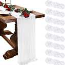 8 Pack White Cheesecloth Table Runner 10ft Boho Gauze Fabric 120 Inch Cheese Cloth Table Runner Rustic Sheer for Holiday Baby Shower Party Dcor Home Wedding Decoration