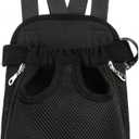 Pet Dog Puppy Cat Carrier Five Holes Backpack Double Shoulder Straps Canvas Cotton Front Chest Backpack Bag(Black, Large)