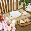 Artoid Mode Burlap Brown Farmhouse Rustic Placemats Set of 6, 12x18 Inch Seasonal Hollow Table Mats Party Kitchen Dining Decoration
