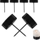 Veemoon 6pcs Candle Holder Stakes Taper Mteal Candlestick Holders with Spike Reusable Candle Stand Base Heavy Duty Pillar Candlestick for Wreath Table Centerpiece Easter Party Baptism, Black