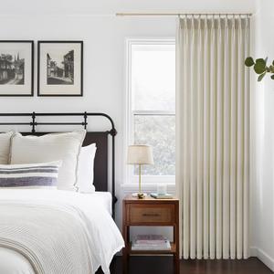 Extra Wide Pinch Pleated Linen Curtains 102 Inches Long 70 Inch Width Linen Flax Light Filtering Window Curtains 102 Inch for Living Room Bedroom Patio Pinch Pleat Drapes Hooks Rings 1 Panel 70x102