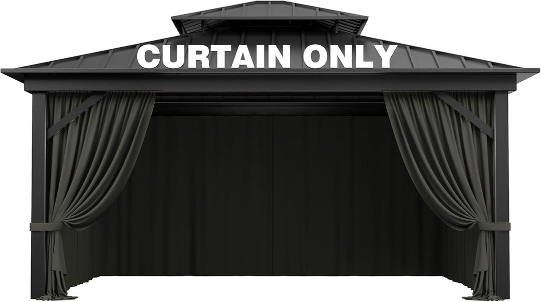 Outdoor Gazebo Curtain Replacement Universal 4-Panel Sidewalls 12' X 14',Outdoor Patio Waterproof Privacy Curtain with Double Zipper for Patio, Canopy, Garden, and Backyard (Curtain Only) (Grey) Outdoor Gazebo Curtain Replacement Universal 4-Panel Sidewalls 12' X 14',Outdoor Patio Waterproof Privacy Curtain with Double Zipper for Patio, Canopy, Garden, and Backyard (Curtain Only) (Grey)