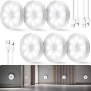 Puck Light LED Motion Sensor Closet Lights USB Rechargeable Under Cabinet Counter Lighting Lights for Vehicles Night Light with Magnet Stick-on for Kitchen