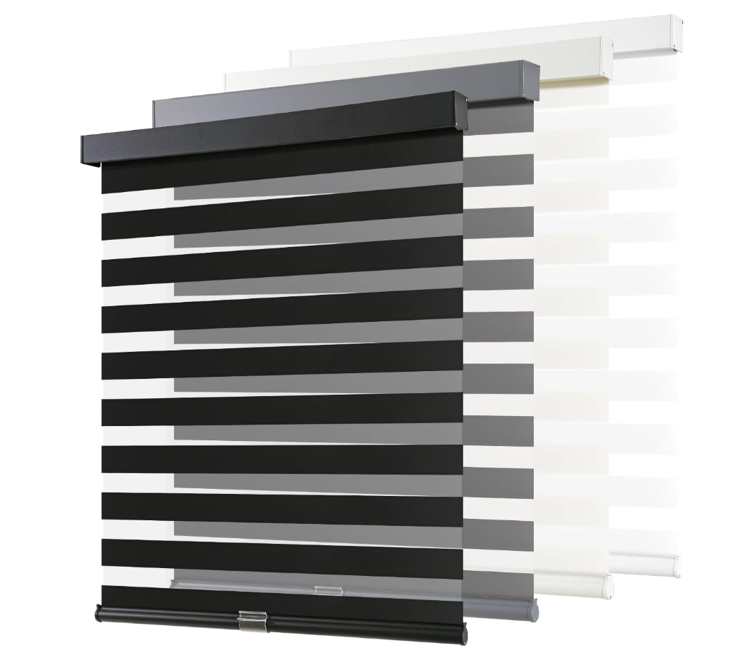 AOSKY Cordless Zebra Blinds for Indoor Windows, 51" W x 72" H, Black