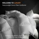 Super Luxury Down Fiber Comforter Oversized King - Ultra-Soft Hotel Collection Comforter - High Fill Power Duvet Insert - Fluffy and Cozy - Ivory White - 120x98