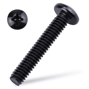 #6-32 x 1-1/4" Pan Head Machine Screws Black, Phillips Drive, 304 Stainless Steel 18-8, Black Oxide Coated Finish, Corrosion Resistant Round Head Machine Screws, Full Thread, Coarse Thread, 100 PCS